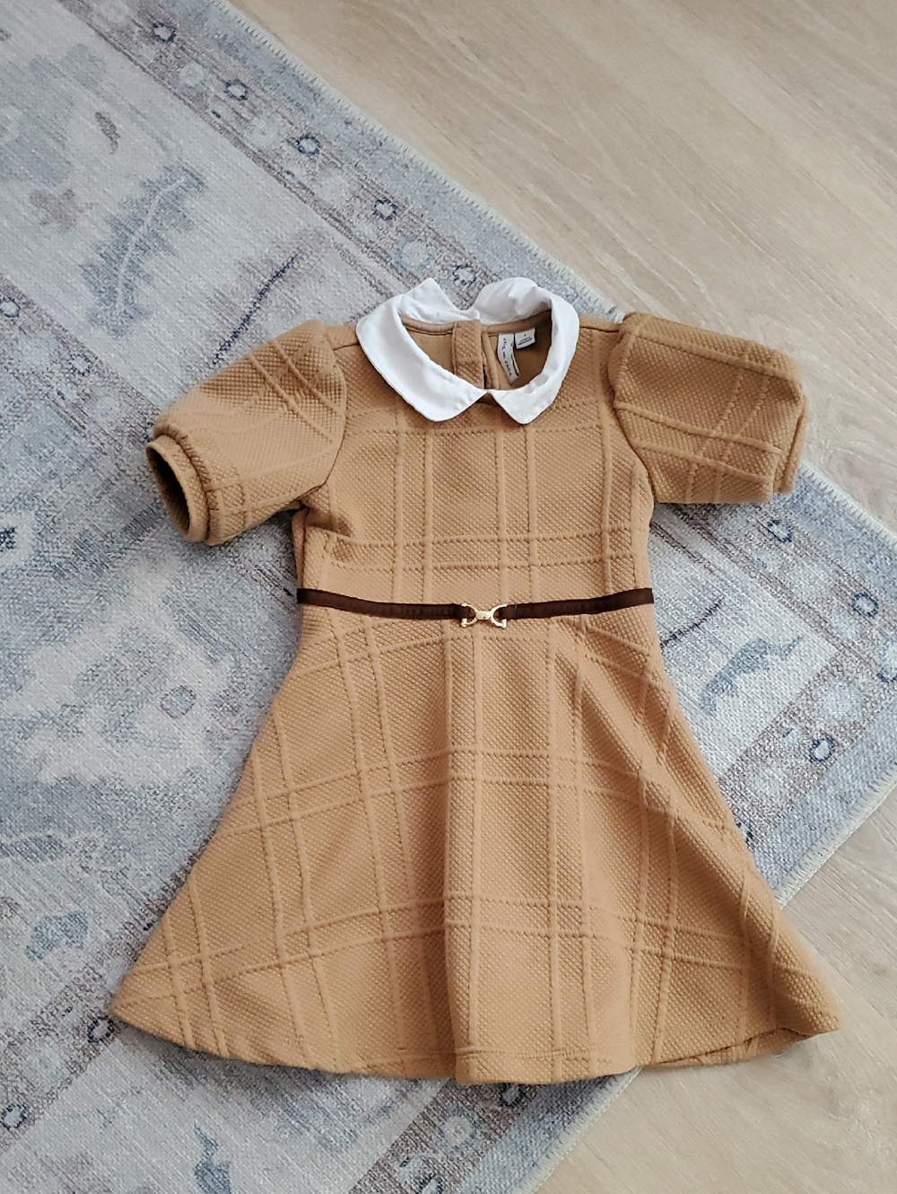 Janie and Janie Girls Tan Equestrian Collared Dress Sz5 - Picture 2 of 13